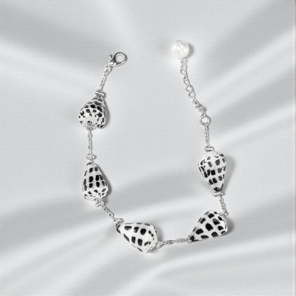 Silver chain Hebrew Cone Shell Bracelet